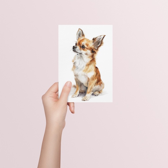 Watercolor Chihuahua Dog Portrait Wall Art Print Poster Unframed - Cute Pet - Picture 5 of 6